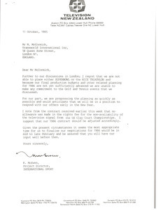 Letter from Keith McEwen to Mark H. McCormack