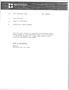 Memorandum from Mark H. McCormack to Buzz Hornett