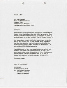 Letter from Mark H. McCormack to Jay Michaels