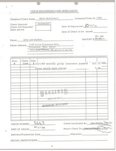 Check requisition and debit entry advice