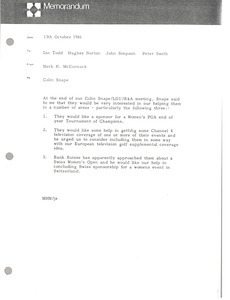 Memorandum from Mark H. McCormack to Ian Todd, Hughes Norton, John Simpson and Peter Smith