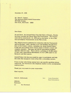 Letter from Mark H. McCormack to Rene P. Dentan