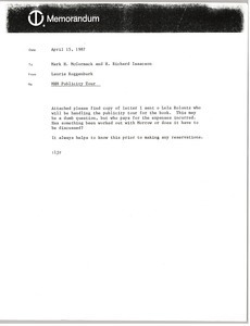 Memorandum from Laurie Roggenburk to Mark H. McCormack and H. Richard Isaacson