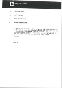 Memorandum from Mark H. McCormack to Jeff Harvey