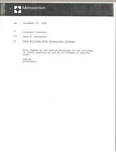 Memorandum from Mark H. McCormack to Alastair Johnston