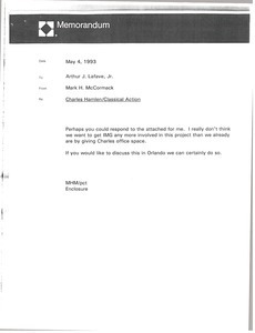 Memorandum from Mark H. McCormack to Arthur J. Lafave