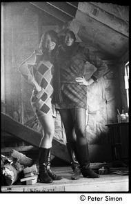 Kiki McEntee (left) and unidentified woman, in the attic