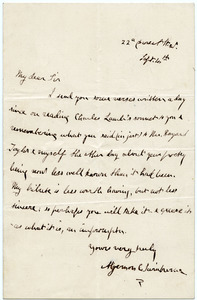 Algernon C. Swinburne letter to Bryan Waller Procter [i.e. Barry Cornwall]