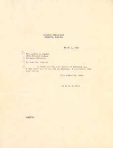 Letter from W. E. B. Du Bois to Archie L. Weaver