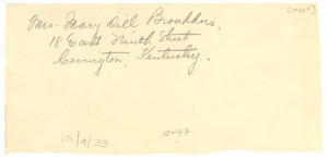 Address of Mary Dill Broaddus