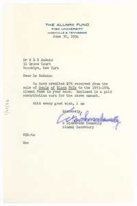 Letter from Fisk University Alumni Association to W. E. B. Du Bois
