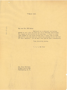 Letter from W. E. B. Du Bois to Eric Williams