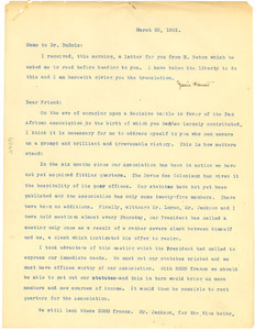 Letter from Isaac Beton to W. E. B. Du Bois