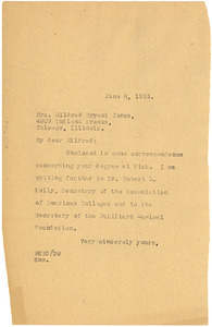 Letter from W. E. B. Du Bois to Mildred Bryant Jones