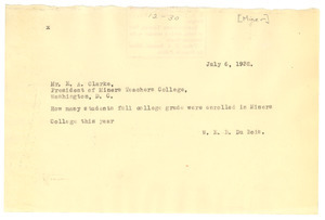 Telegram from W. E. B. Du Bois to Miner Teachers College - Digital ...