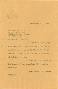 Letter from W. E. B. Du Bois to Jacob H. Schiff