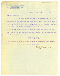 Letter from G. R. Waller to W. E. B. Du Bois