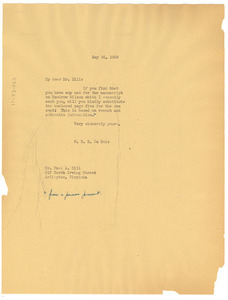 Letter from W. E. B. Du Bois to Paul A. Hill