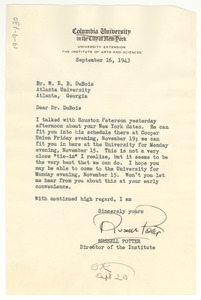 Letter from Columbia University to W. E. B. Du Bois