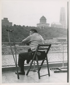 Man enjoys boat ride view