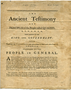 The ancient testimony and principles of the people called Quakers , renewed