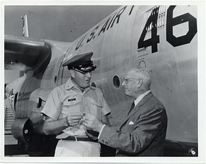 Mark Bortman with an unidentified United States Air Force service member