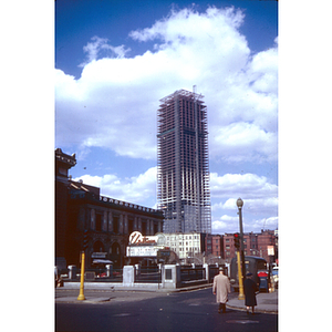 Prudential Tower under construction, view from Massachusetts Avenue