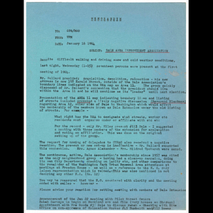 Memorandum from VFM to OPS/MSS concerning Dale Area Improvement Association meeting held January 15, 1964