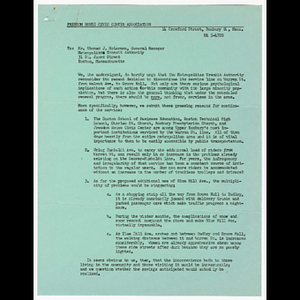 Letter to Mr. Thomas J. McLernon about discontinuation of service line on Warren St. with list of reasons to continue service