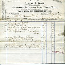 Parker & Wood receipt 49 No. Market Street 46 Merchants Row, Boston