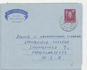 An air mail letter from Harry J. Etukudo to Attallah A. Kidess (April 22, 1964)