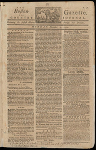 The Boston-Gazette, and Country Journal, 9 November 1772