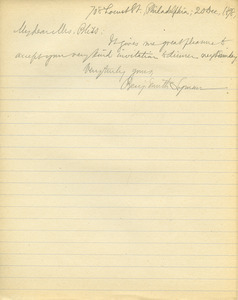 Letter from Benjamin Smith Lyman to Mrs. Bliss