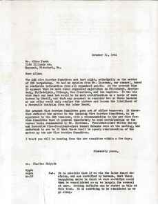 Letter from unidentified correspondent to Allan Funch