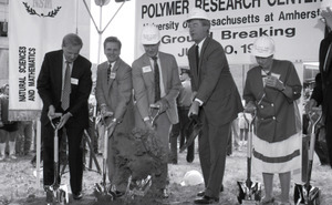 Ceremonial groundbreaking: group including Gov. William Weld (second from right) flanked by Gordon Oakes and Corinne Conte