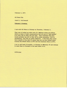 Memorandum from Mark H. McCormack to All State file