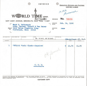 World Time Corporation Invoice