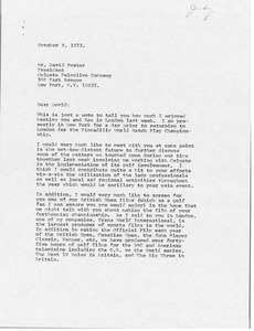 Letter from Mark H. McCormack to David Foster