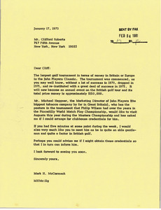Letter from Mark H. McCormack to Clifford Roberts