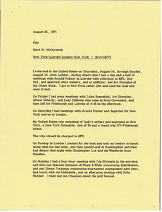 Memorandum from Mark H. McCormack to travel file