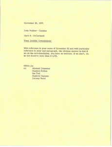 Memorandum from Mark H. McCormack to John Webber