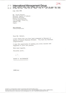 Letter from Mark H. McCormack to Yoichi Hattori