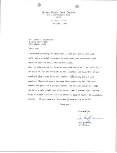 Letter from Don Huffman to Mark H. McCormack