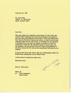 Letter from Mark H. McCormack to Bob Toski