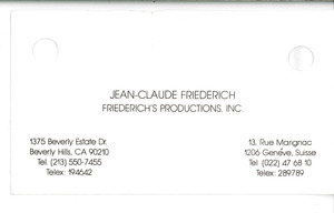 Business card of Jean-Claude Friederich