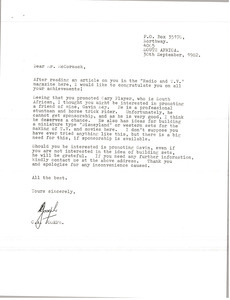 Letter from C. A. Joseph to Mark H. McCormack