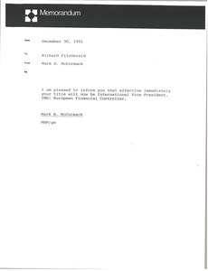 Memorandum from Mark H. McCormack to Richard FitzGerald