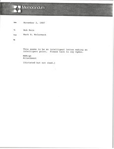 Memorandum from Mark H. McCormack to Bob Kain