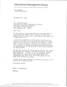 Letter from Mark H. McCormack to Lodwrick Cook