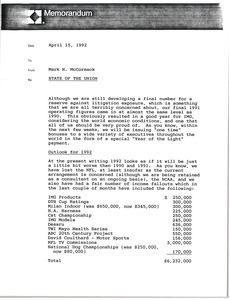 Memorandum from Mark H. McCormack to unknown recipient